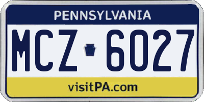 PA license plate MCZ6027