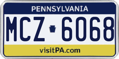 PA license plate MCZ6068