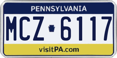 PA license plate MCZ6117