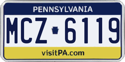 PA license plate MCZ6119