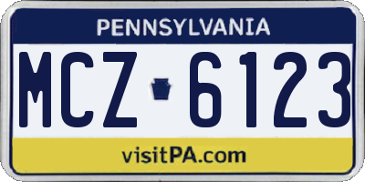 PA license plate MCZ6123