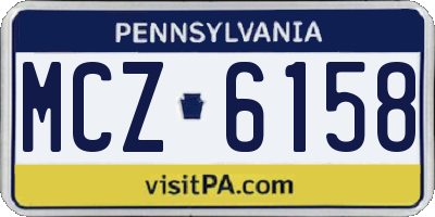 PA license plate MCZ6158