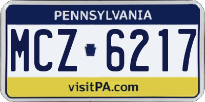 PA license plate MCZ6217