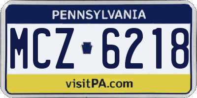 PA license plate MCZ6218