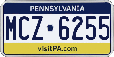 PA license plate MCZ6255