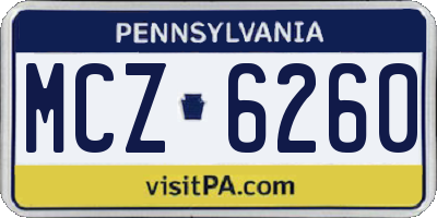 PA license plate MCZ6260