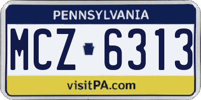 PA license plate MCZ6313