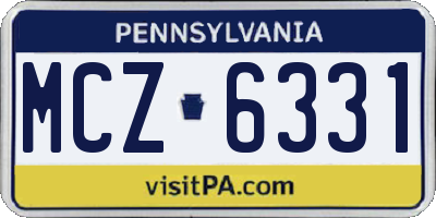 PA license plate MCZ6331