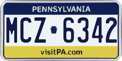 PA license plate MCZ6342
