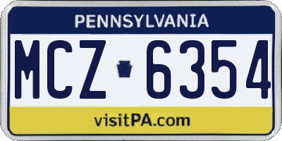 PA license plate MCZ6354