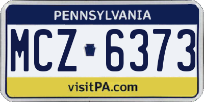 PA license plate MCZ6373
