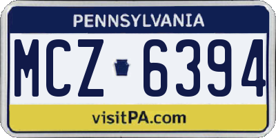 PA license plate MCZ6394
