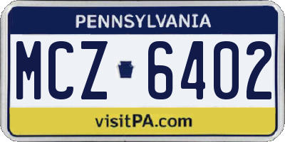 PA license plate MCZ6402