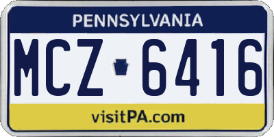 PA license plate MCZ6416