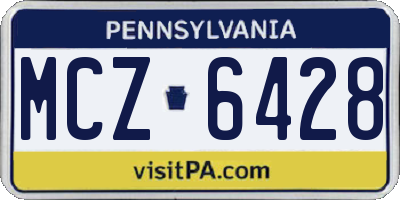 PA license plate MCZ6428