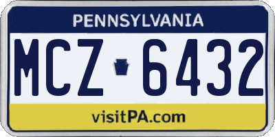 PA license plate MCZ6432