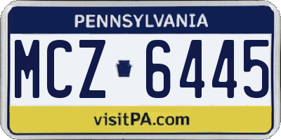 PA license plate MCZ6445