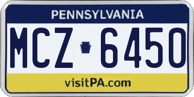 PA license plate MCZ6450