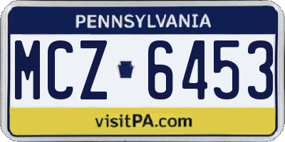 PA license plate MCZ6453