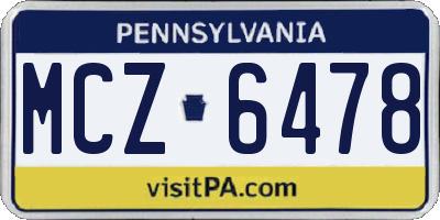 PA license plate MCZ6478