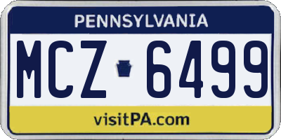 PA license plate MCZ6499