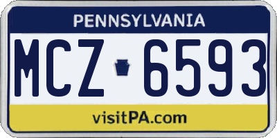 PA license plate MCZ6593