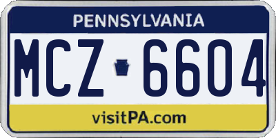PA license plate MCZ6604