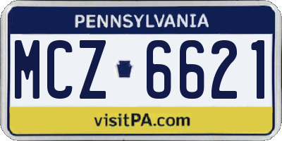 PA license plate MCZ6621