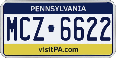 PA license plate MCZ6622