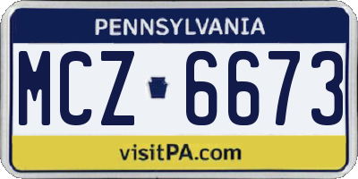 PA license plate MCZ6673