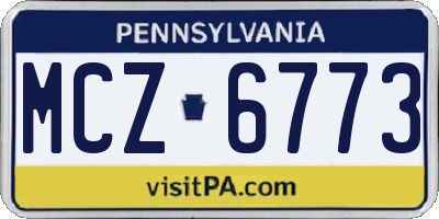 PA license plate MCZ6773