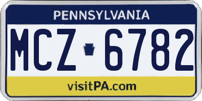 PA license plate MCZ6782