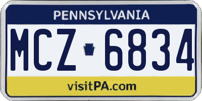 PA license plate MCZ6834