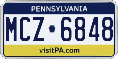 PA license plate MCZ6848