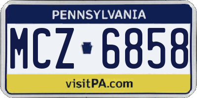PA license plate MCZ6858