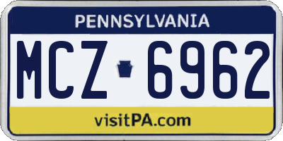 PA license plate MCZ6962