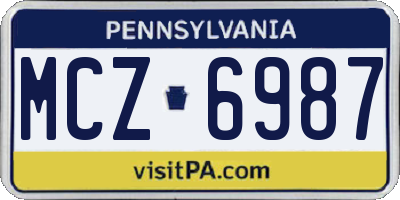 PA license plate MCZ6987