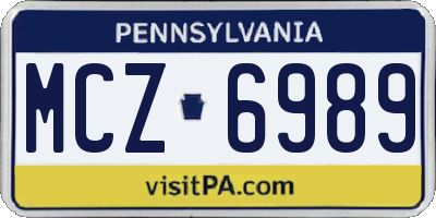 PA license plate MCZ6989