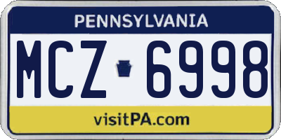 PA license plate MCZ6998