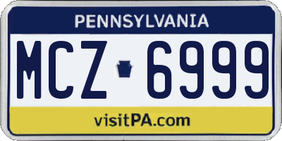 PA license plate MCZ6999