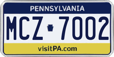 PA license plate MCZ7002