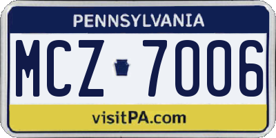 PA license plate MCZ7006