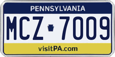 PA license plate MCZ7009