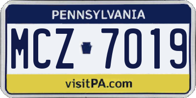 PA license plate MCZ7019