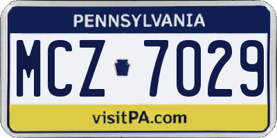 PA license plate MCZ7029