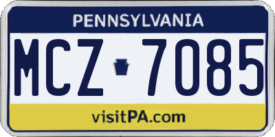 PA license plate MCZ7085