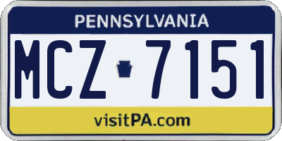 PA license plate MCZ7151