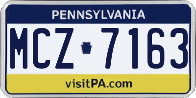 PA license plate MCZ7163