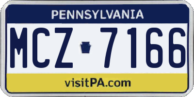 PA license plate MCZ7166