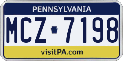 PA license plate MCZ7198
